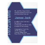 Davidsstern Bar Mitzvah - weiß u. Blau 5 durch 7" Personalisierte Einladungskarten