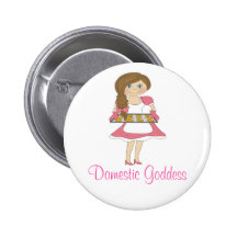 Déesse domestique (cheveux bruns) badges avec agrafe