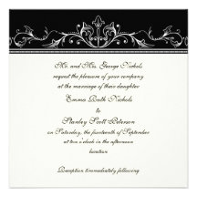 Dekorative GrenzSchwarz-weiße Hochzeitseinladung