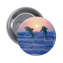 Delphine am Sonnenaufgang Anstecknadelbutton