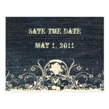 Denim und Spitze Save the Date Postkarten