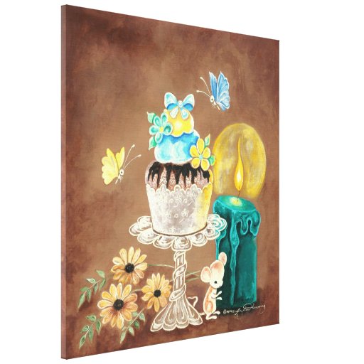 Der kleine Kuchen, die Kerze und die Maus Leinwand Drucke