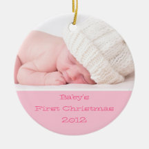 Des Babys erstes Weihnachtsrosa der Foto-Verzierun Weihnachtsbaum Ornamente