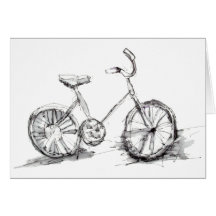 Dessin artistique mignon de vélo carte