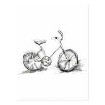 Dessin artistique mignon de vélo cartes postales