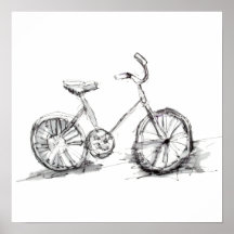 Dessin artistique mignon de vélo posters