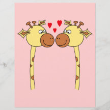 Deux girafes avec les coeurs rouges d'amour. Bande Prospectus Personnalisés