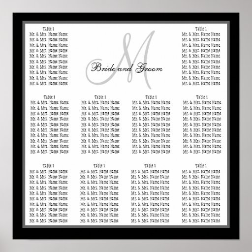 Diagramme d'allocation des places de mariage de mo affiches