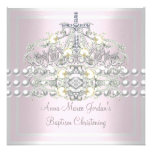 Diamant blanc de perle d'argent rose de diadème de invitation personnalisable