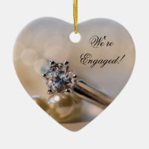 Diamant-Ring-und Perlen-Verlobungs-Herz-Verzierung Weihnachtsornament