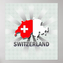 Die Schweiz-Flaggen-Karte 2,0 Plakate