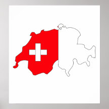 Die Schweiz-Flaggen-Karte Größengleich Plakatdruck