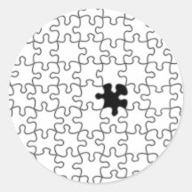 Die vermisste Puzzlespiel-Stück-Hintergrund-Schabl Runder Aufkleber