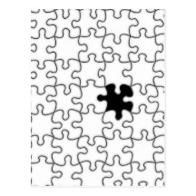 Die vermisste Puzzlespiel-Stück-Hintergrund-Schabl Postkarte