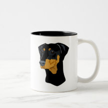 Dobermann-Kopf, Schwarzes, Uncropped Kaffee Tasse