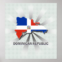 Dominikanische Republik-Flaggen-Karte 2,0 Plakate