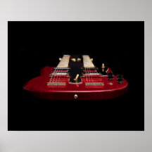 Doppeltes rotes Gitarren-Plakat