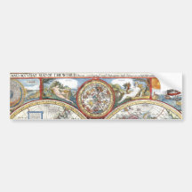 Double carte du 17ème siècle du monde d'hémisphère adhésifs pour voiture