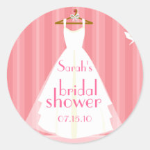 Douche nuptiale rose de robe de mariage autocollants