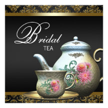 Douche nuptiale rose de tasse de thé de damassé de invitations personnalisées