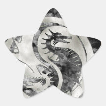 Drache Yin Yang Stern Aufkleber