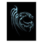 Dragon bleu métallique avec des rayures cartes postales