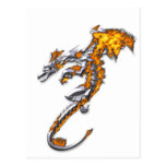 Dragon de chrome avec des flammes cartes postales