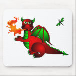 Dragon et libellule rouges tapis de souris