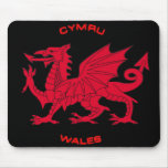 Dragon rouge du Pays de Galles (Cymru), dos noir Tapis De Souris
