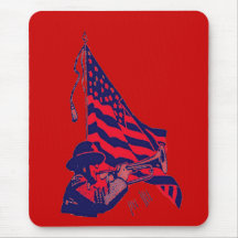 DRAPEAU AMÉRICAIN ET BUGLE TAPIS DE SOURIS