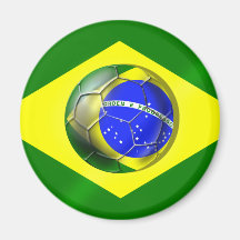 Drapeau de ballon de football du Brésil Futebol Ba Aimants