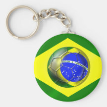 Drapeau de ballon de football du Brésil Futebol Ba Porte-clefs