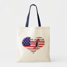 Drapeau de coeur des Etats-Unis et chaussure style Sacs En Toile