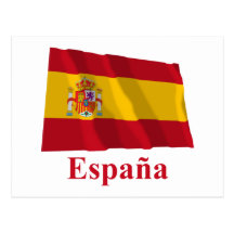 Drapeau de ondulation de l'Espagne avec le nom dan Cartes Postales