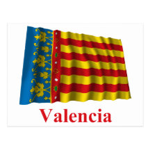 Drapeau de ondulation de Valence avec le nom Carte Postale