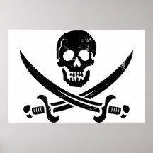 Drapeau de pirate de John Rackham (calicot Jack) R Affiches