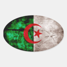 Drapeau patiné de l'Algérie Sticker Ovale
