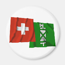 Drapeaux de ondulation de la Suisse et du Sankt Ga Aimant Pour Réfrigérateur