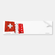 Drapeaux de ondulation de la Suisse et du Valais Autocollant Pour Voiture
