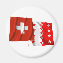 Drapeaux de ondulation de la Suisse et du Valais Magnets Pour Réfrigérateur