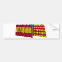 Drapeaux de ondulation de l'Espagne et de Valence Autocollant Pour Voiture