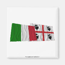 Drapeaux de ondulation de l'Italie et du Sardegna Aimants Pour Réfrigérateur
