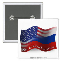 Drapeaux de ondulation Russe-Américains Badge Avec Épingle