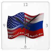 Drapeaux de ondulation Russe-Américains Horloges Murales