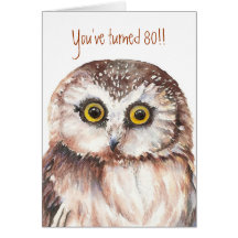 Drôle-Petit hibou choqué par coutume, quatre-vingt Cartes De Vœux