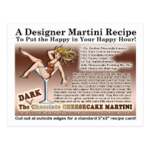Dunkle Schokoladen-Käsekuchen-Martini-Rezept-Karte Postkarten