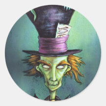 Dunkler wütender Hutmacher von der Alicen im Wunde Runder Sticker