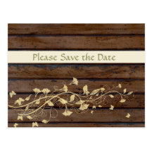 Dunkles Brown-Holz Save the Date Postkarte
