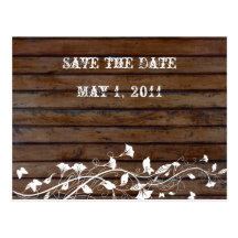 Dunkles Brown-Holz Save the Date Postkarte