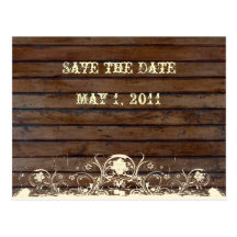 Dunkles Holz Save the Date Postkarten